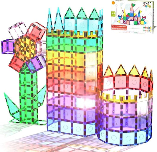 Magnetic Tiles Starter Set Building Blocks Toys STEM Educational Learning Magnet Toy Preschool Montessori Boys & Girls Smart Unlimited Creative Kit Games Gifts for Age 3+ Kids Toddlers