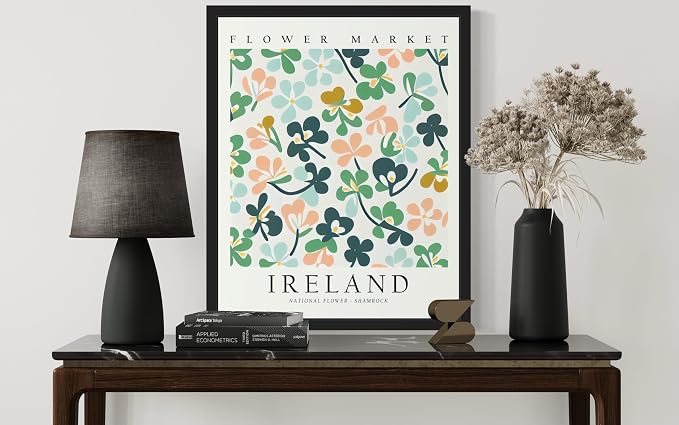 Ireland, Shamrock Unframed Art Print Poster, Flower Market Wall Art, Floral Artwork Decor for Bedroom, Kitchen, Bathroom, Livingroom Decoration 52 (Ireland, Shamrock, 36"L x 24"W, Unframed)