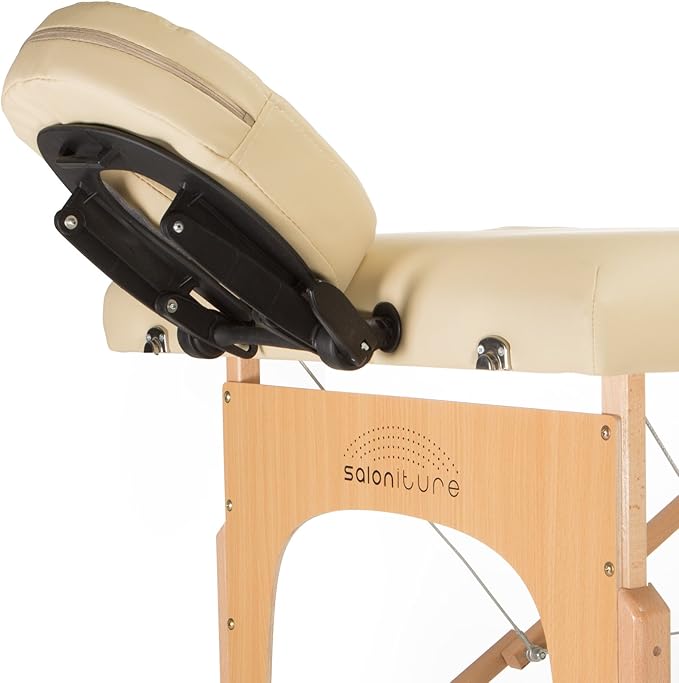 Saloniture Professional Portable Folding Massage Table with Carrying Case - Cream