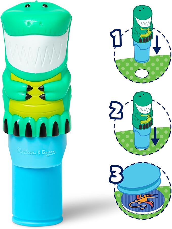 Melissa & Doug Sticker Wow!™ Sticker Stamper and 24-Page Activity Pad, 300 Stickers, Arts and Crafts Fidget Toy Collectible Character – Dinosaur - for Kids Ages 3+ - FSC Certified