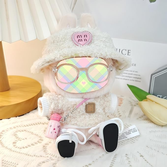 Clothes Set for Dolls Accessoriess (No Doll), Cute Kawaii Outfit Set 5 Pieces for 15cm 17cm Doll, Dress Up Doll Clothing Set Replacement with Hat Glasses Sweater Shoes