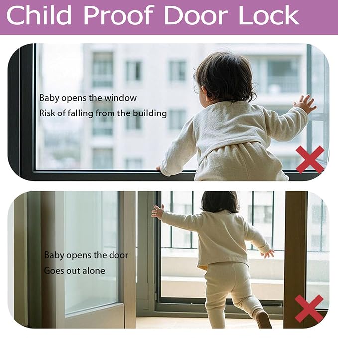Child Proof Door Lock, Adjustable Latch, 1 Pack | Cat Door Latch, 3M Adhesive, For Baby, Dementia & Pets, No Tools Needed