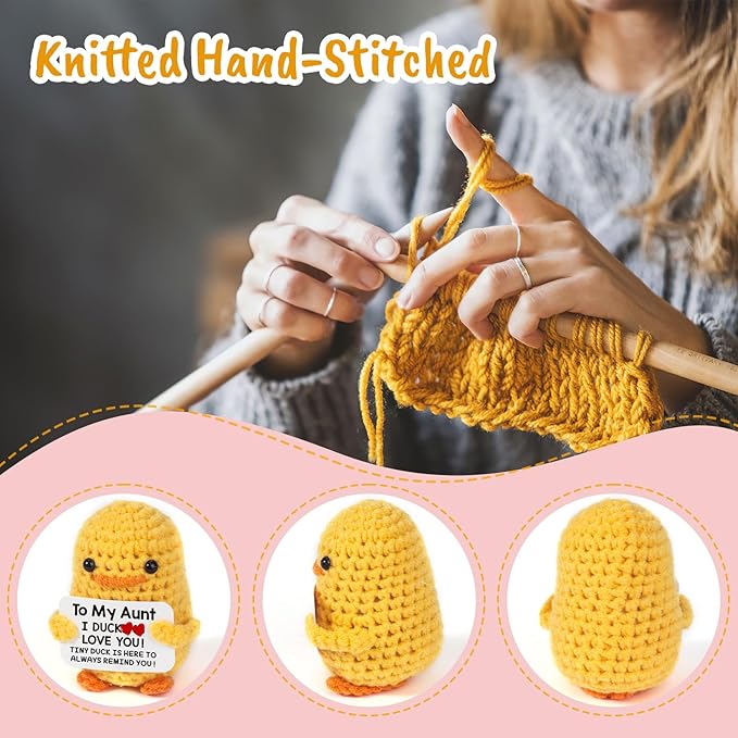 MBL Funny Birthday Gifts for Aunt - to My Aunt, Small Cute Handmade Crochet Duck Doll Christmas Stocking Stuffers Xmas Holiday Mothers Day Birthday Gifts for Aunts Aunty Auntie