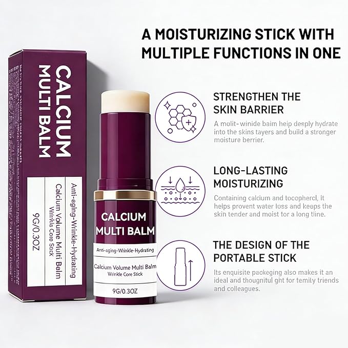 Calcium Multi Balm Stick, Calcium Volume Multi Balm, Under Eye Balm, Korean Collagen Hydrating & Moisturizing Stick, Anti-Aging, Firming Skin, Reduce Fine Lines, Suitable for Face, Eyes, Neck (1)