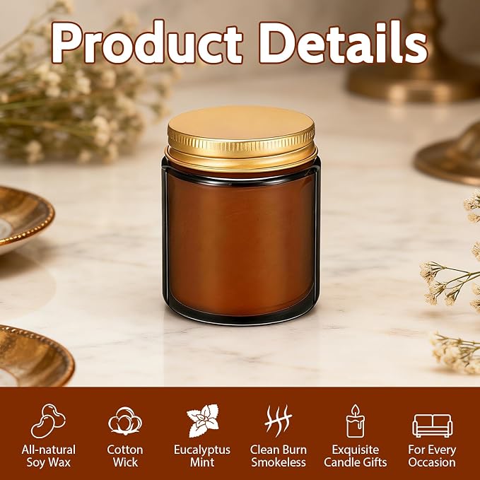 12 Pack 8 oz Eucalyptus Mint Scented Soy Candles, Bulk Glass Jar Candles, Aromatherapy Candles for Home, Office, Wedding, Party & Gifts