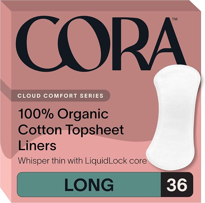 Cora Organic Cotton Feminine Care Bundle | 236 Micro Thin Daily Panty Liners and 36 Long Period Liners | Organic Topsheet | Quick Absorbency Leak Protection | Unscented