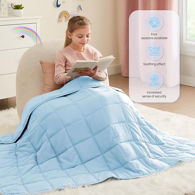 Weighted Blanket - 5 lbs Lightblue Heavy Blanket - Small Size Breathable Lap Blanket(36"x48", 5 lbs)