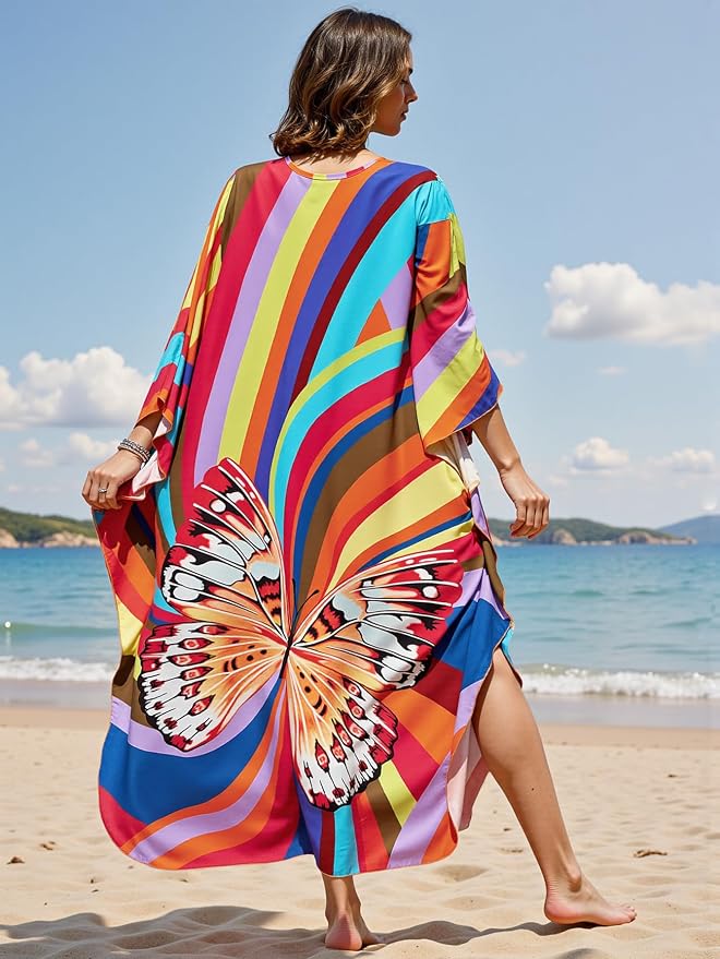 Mumu Dresses for Women Plus Size, Bohemian Kaftan Beach Cover Up Long Maxi Nightgown Soft Loungewear