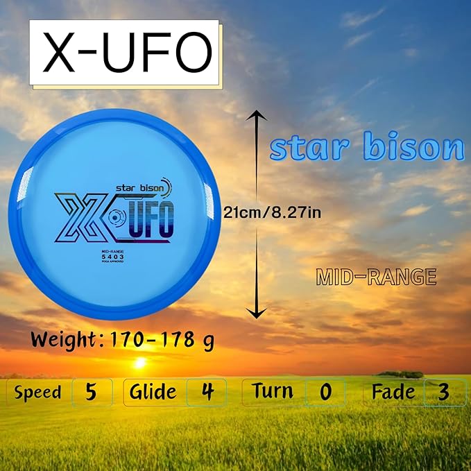 X-UFO Disc Golf Set - Disc Golf Starter Set 5 Pieces, with Putter, Driver, Mid-Range Discs, Mini Discs,Disc Golf Discs Set 170-180 Grams,PDGA Certified Golf Disc (Set 4)