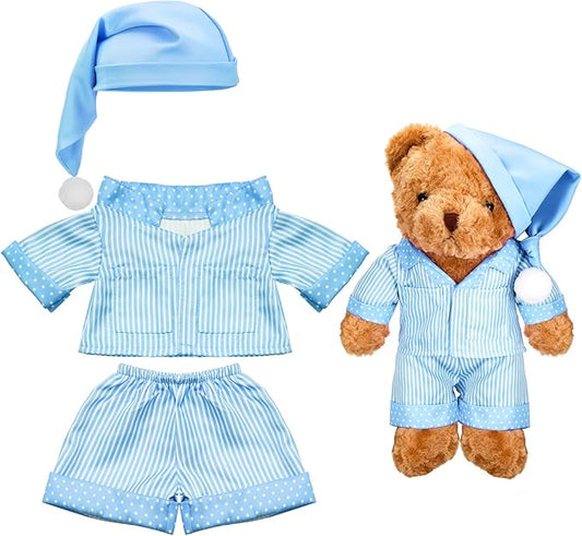 Civaner Stripe Bear Clothes Stuffed Animal Clothes 12 -16 Inch Build a Lovely Stuffed Animal Costumes and Accessories Fit, Bear is Not Included(Blue)