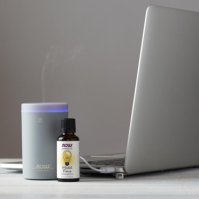 NOW Essential Oils, Mental Focus Oil Blend, Centering Aromatherapy Scent, Blend of Pure Essential Oils, Vegan, Child Resistant Cap, 1-Ounce