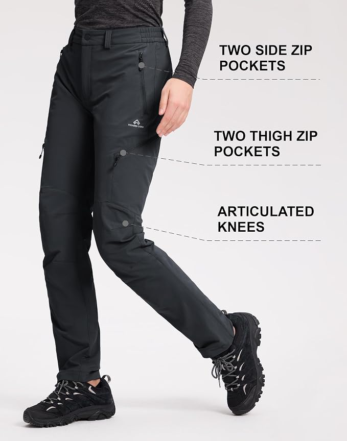 Pioneer Camp Women's Hiking Cargo Pants Water Resistant Ripstop with 4 Zip Pockets Quick Dry Climbing Softshell Trail Travel