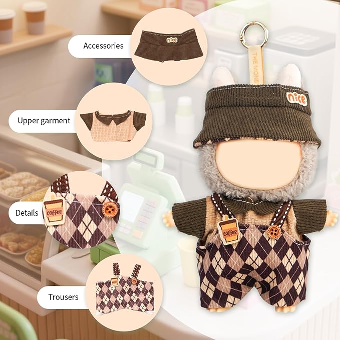 Coolcandy 17cm Doll Clothes for Doll, Fashionable Dolls Outfit with Accessories Suit, Stylish Adorable Dolls Clothes Set, Soft Fabric, Detailed Stitching(Doll Not Included)