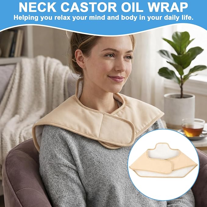 Castor Oil Pads for Shoulder and Neck,Castor Oil Pack Wrap Overnight,Castor Oil Pads Reusable for Relieve Shoulder and Neck Inflammation(Castor Oil Not Included)
