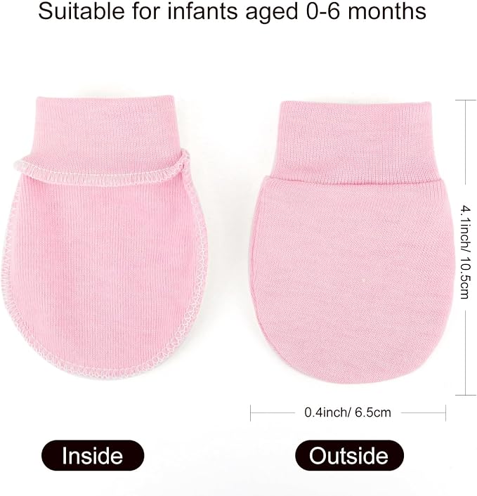 BQUBO Newborn Infant Toddler Mittens No Scratch Cotton Elastic Wrist Gloves Hypoallergenic for 0-6 Months Baby Boys Girls