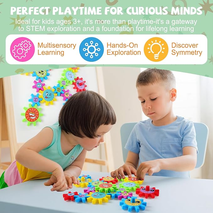 36 Pcs Magnetic Gears Interchangeable Learn Magnetic Spinning Gears for Magnetism Refrigerator or Whiteboard (Emoticon)