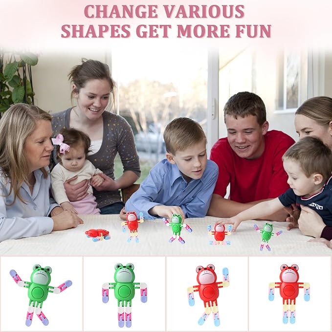 Robot Frogs Fidget Spinners Toys Transformable Fingertip Gyro Chain Toy Deformable DIY Stress Relief Fidget Toy for Adults for Kids Goodie Bag Birthday School Prizes Gift (Frogs)