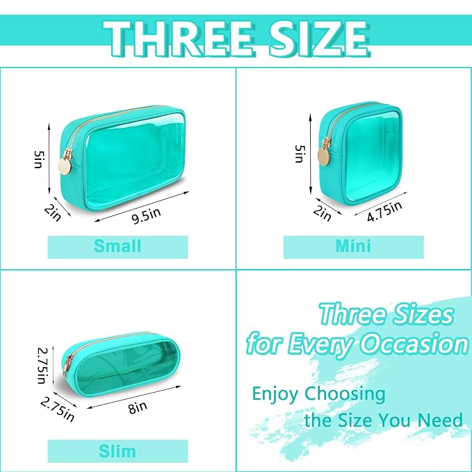 UIXIZQ Clear Mini Makeup Bag for Purse, Small Nylon&PVC Cosmetic Travel Bag TSA Approved Toiletry Bag with Zipper, Preppy Transparent Makeup Travel Bag Coin Purse for Women Men Girls(Mini-Mint Green)