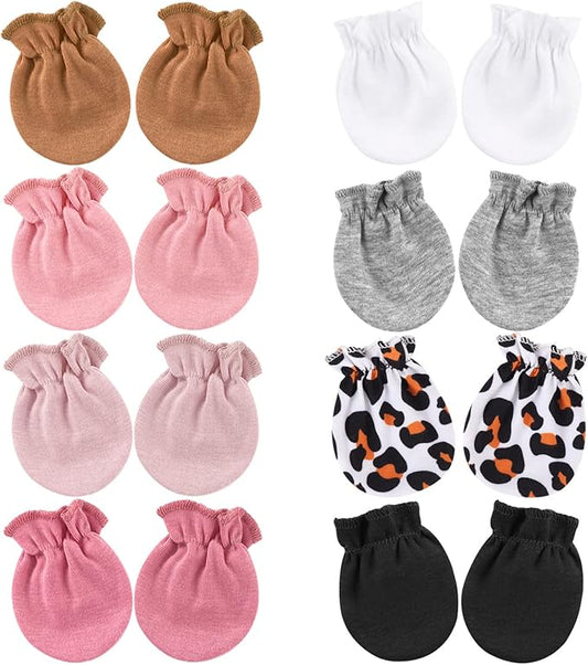 BQUBO Newborn Infant Toddler Mittens No Scratch Cotton Elastic Wrist Gloves Hypoallergenic for 0-6 Months Baby Boys Girls