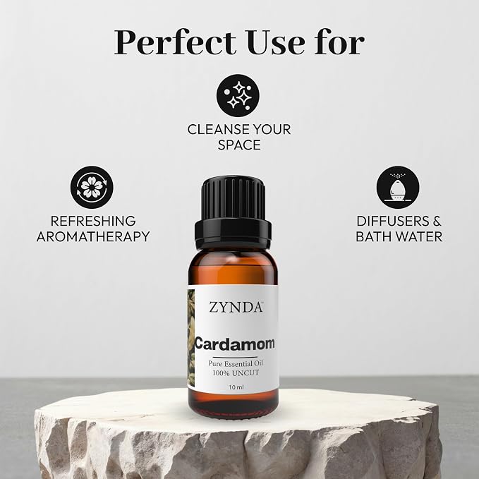 Cardamom Essential Oil – 100% Pure & Natural Aromatherapy Oils | Warm Cardamom Oil for Skin, Hair & Diffuser | Essential Oils for Relaxation & Wellness | Lab-Tested – Made in USA, 10mL