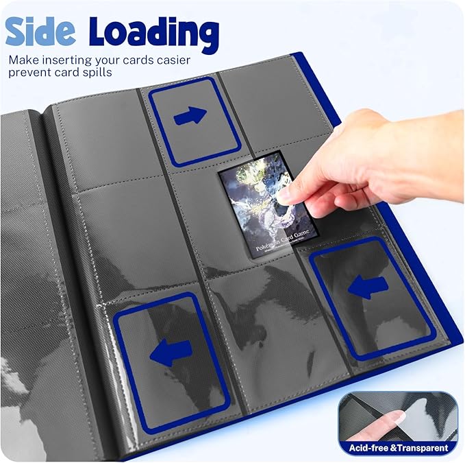 Card Binder, 9 Pocket Trading Card Album Folder,20 Pages, 360 Card Capacity Sports Card Binder, Premium Card Binders Compatible with MTG, TCG, Baseball Cards (Cobalt)