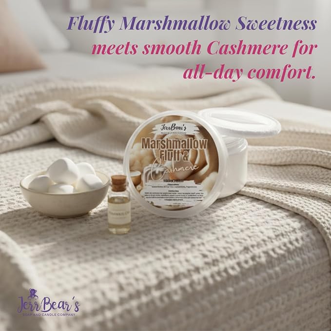 Marshmallow Fluff & Cashmere Dusting Powder for Women, 4oz Jar | Talc Free Body Formula, Soft Scented Skin Care, Gentle Powder for Daily Freshness, Includes Puff Application