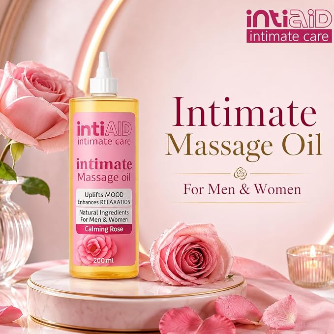 Intimate Massage Oil for Date Nights with Calming Rose Scent | Natural Jojoba, Almond Oil & Vitamin E | 7 Fl Oz