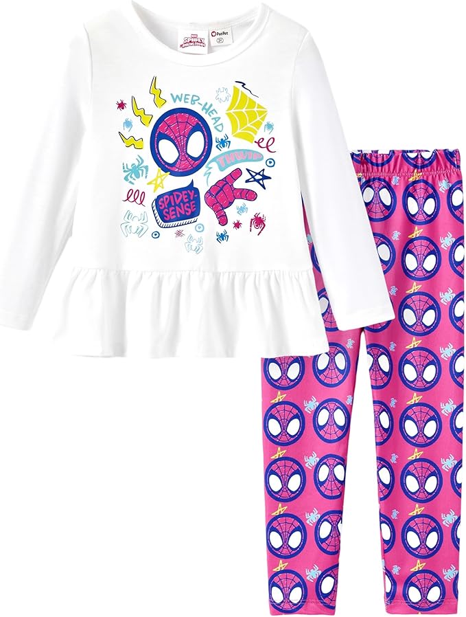 Disney Minnie Mouse Frozen Princess Marvel Toddler Girls Clothes Long Sleeve Sweatshirt + Leggings 2pcs Outfits Set 2-6Y