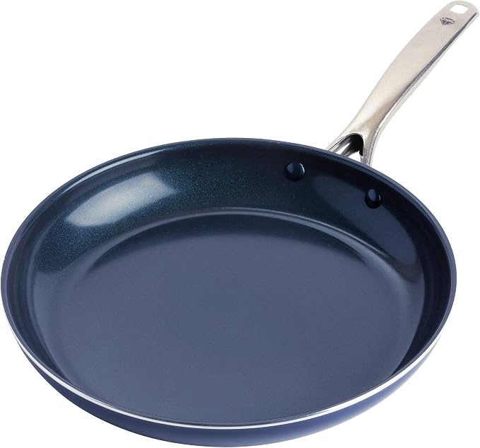 Blue Diamond 12" Diamond Infused Ceramic Nonstick Frying Pan Skillet, Blue | PFAS-Free Ceramic Nonstick, Dishwasher & Oven Safe, Stay Cool Handle, Durable Metal Utensil Safe, Egg & Omelet Pan