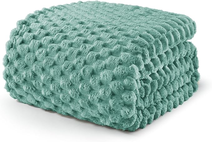 Exclusivo Mezcla 3D Fleece Twin Size Blanket for Bed, Celadon | Extra Soft Fuzzy Plush Lightweight Bed Blankets, Cozy Fluffy Decorative Blankets for All Seasons, 60x80 Inches