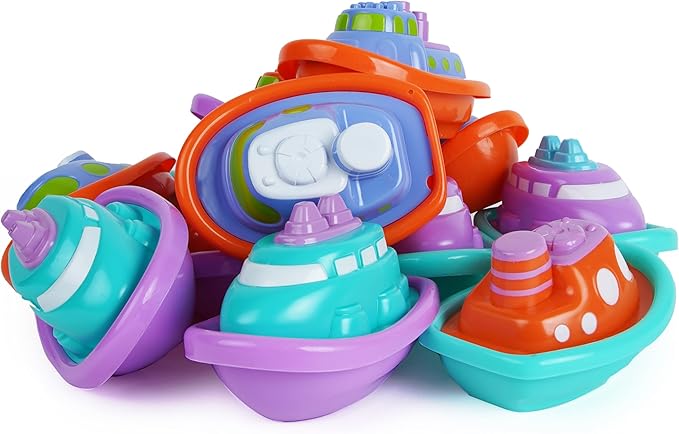 Boley Boats Bathtub Toys - 12 Pk Kids Bath Toys for Toddlers Ages 3+