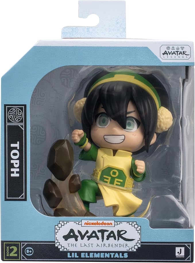Jazwares Avatar: The Last Airbender Toph - 4-Inch Mini Figure in Kawaii Style in Dynamic Pose with Display Base