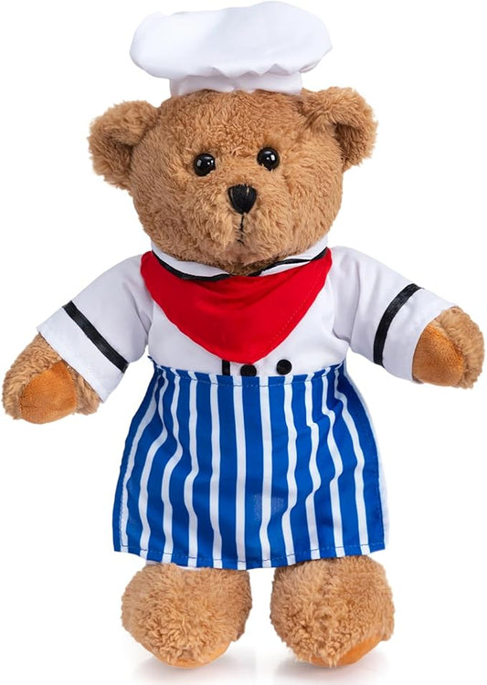 HollyHOME Chef Stuffed Animal Teddy Bear Soft Plush Toy with Chef Uniform Unique Toy Gifts for Kids and Chefs Holiday Birthday Valentine 16 inche