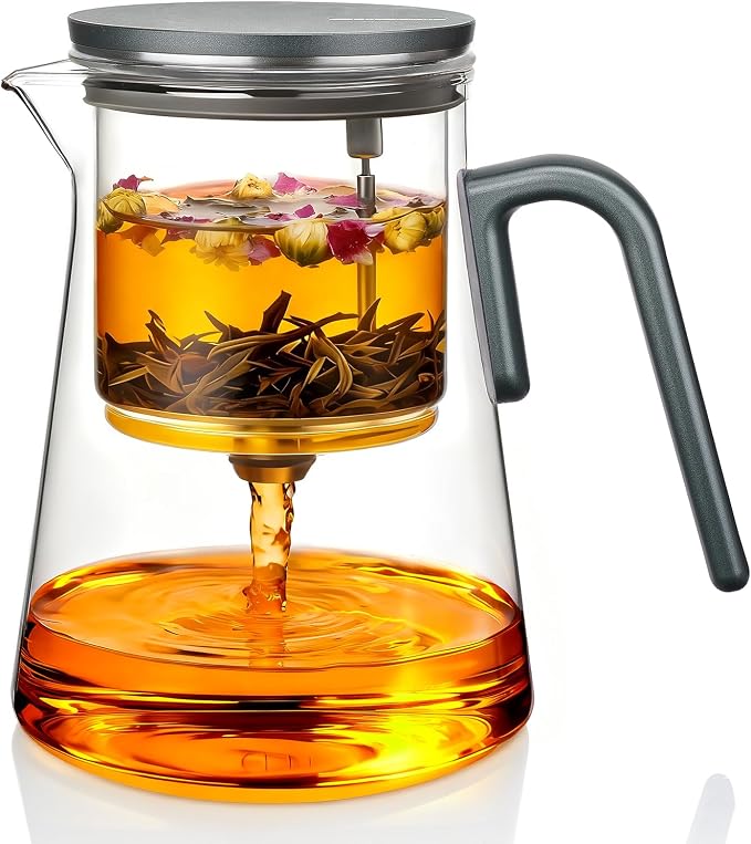 ZENS Enchanted Tea Pot with Magnetic Lid, Magic Glass Infuser Teapot for Loose Leaf Tea Steeper, Mess-Free Herbal Tea Maker, Tea Diffusers for Tea Lovers Ideal Gifts, 34oz (1000 ml)