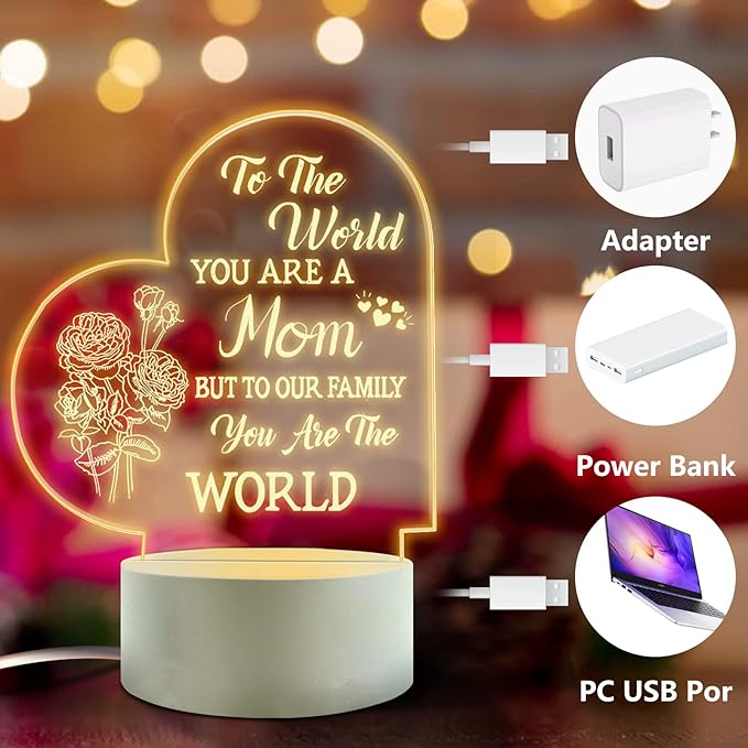 Lovely Mother-Best Mom Birthday Gifts from Daughter Son，Mom Night Light，Room Decoration Mom's