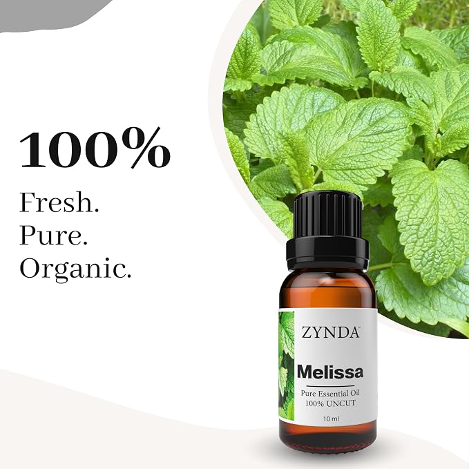Melissa Essential Oil 100% Pure & Natural – Premium Melissa Oil for Skin Care, Hair, Diffuser & Aromatherapy – Organic Essential Oil, 3rd Party Lab Tested Natural Essential Oils – 10ml