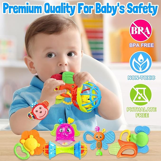 Baby Rattles 0-6 Months: Baby Toys 6-12 Months Infant Toys 0-3 Months Newborn Toys Teething Toys 3-6 Months - Baby Teether Wrist Socks Gifts Valentines Day Gifts for Kids