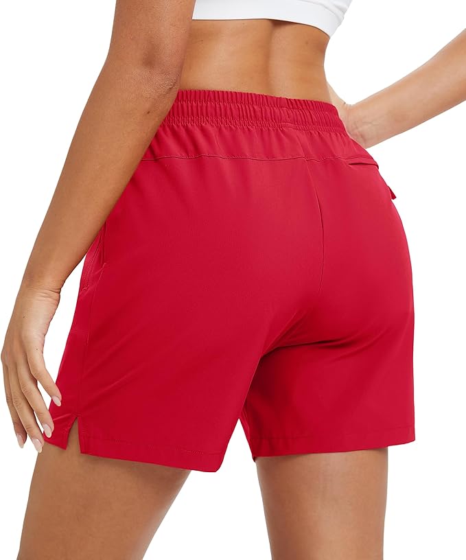 MAGCOMSEN Women's 5" Hiking Shorts UPF 50+ Quick Dry Lightweight Athletic Running Golf Summer Casual Shorts with Pockets