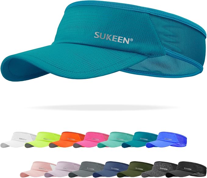 Sukeen Lightweight Sports Sun Visor Hat for Men Women | Packable, breathable, quick-dry, UPF50+ cooling visor hat, stretch fit, for running, tennis, golf, pickleball, softball