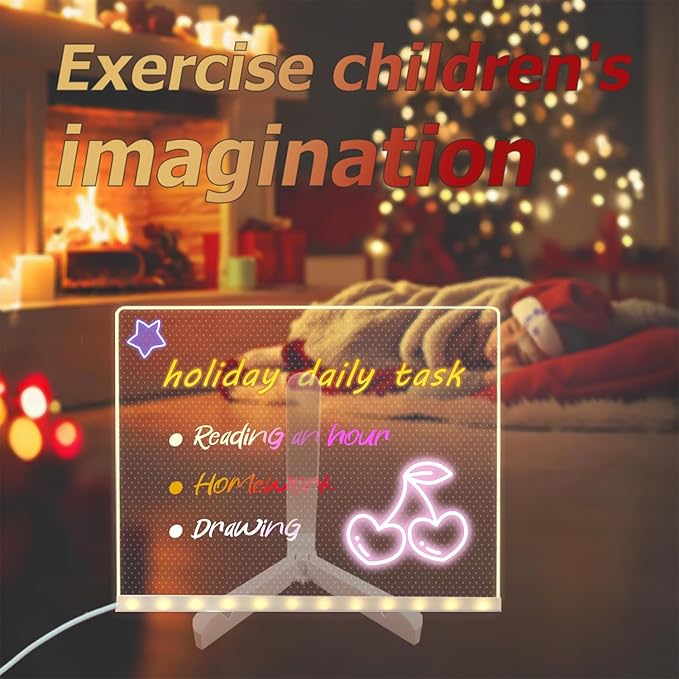 Acrylic Thank You Gifts with Led Note Board with Colors with Stand，Acrylic Message Board with Light up Dry Erase Board for Kids，Acryli Drawing Board Light Acryli Memo Board is Best Acryli Gifts
