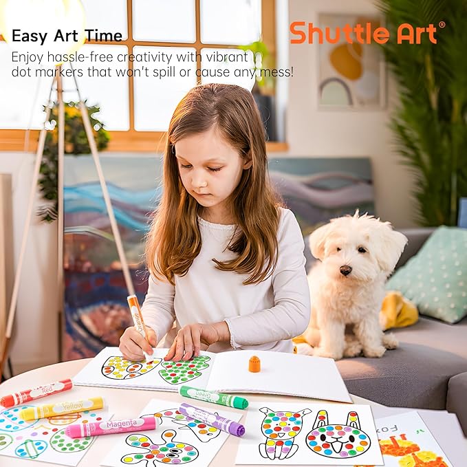 Shuttle Art Dot Markers, 40 Colors Washable for Toddlers with Free Activity Book, Bingo Daubers Supplies for Kids Preschool Children, Non Toxic Water-Based Dot Art Markers