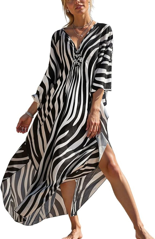 Mumu Dresses for Women Plus Size, Bohemian Kaftan Beach Cover Up Long Maxi Nightgown Soft Loungewear