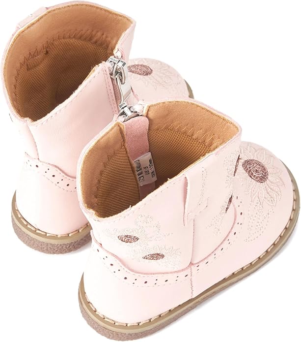 Newsonet Baby Cowboy Cowgirl Boots Infant Western Boots Toddler Boys Girls Round Toe Riding Mid Calf Boots All Seasons for 6 9 12 18 24 Months