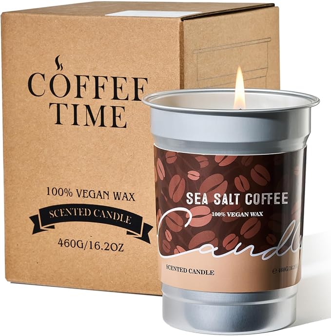 M&SENSE Iced Coffee Candle Summer Sea Salt Scented, 16.2oz | Soy Wax, 100 Hours Long Lasting, Clean Burn, Stress Relief Aromatherapy Gifts