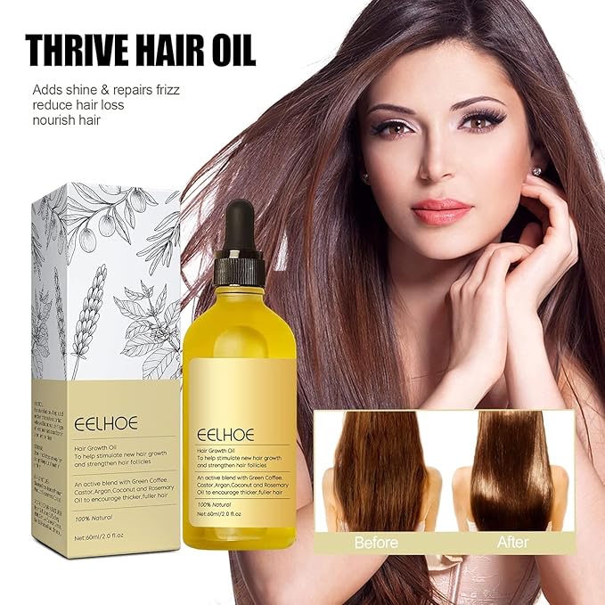 Carvenchi Natural Hair Growth Oil with Rosemary Scent, for Dry Damaged and Thin Hair, Colorless 2PC, 4 Fl Oz, Unisex