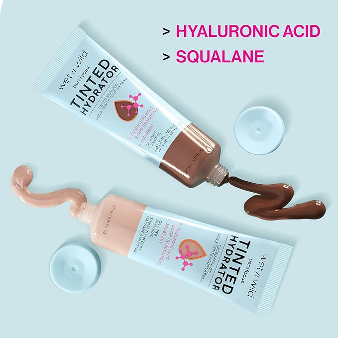 wet n wild Bare Focus Tinted Hydrator Tinted Skin Veil, Lightweight Buildable Coverage with Hyaluronic Acid & Vegan Squalane, Semi-Matte Finish, Cruelty-Free - Fair