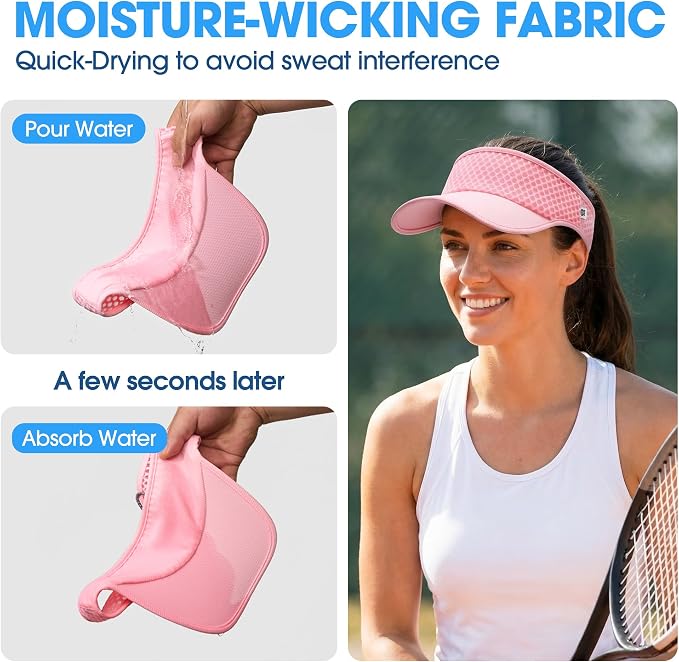 LONGLONG Sports Sun Visor Hat with Non-Slip Toggle Breathable for Women Men | Adjustable Quick Dry Moisture-Wicking Soft Lightweight Mesh Sun Protection Cap Golf Tennis Pickleball Running Garden Hiking