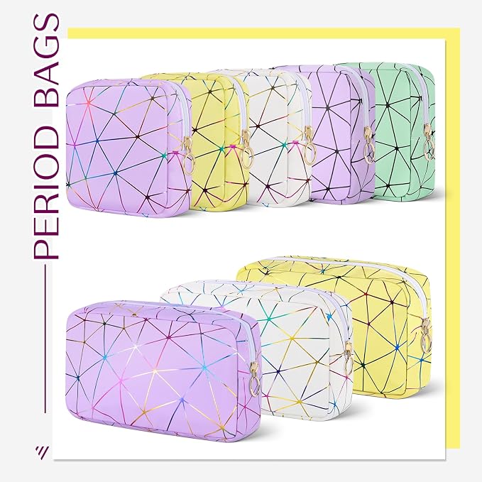 Likesing Period Bag for Teen Girls, Leather Sanitary Napkin Storage Bag, Portable Menstrual Pad Bag Period Pads Pouch, Small Make Up Bags