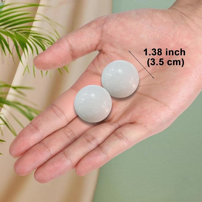 Natural Marble Baoding Chinese Meditation Balls, Stress Relief Hand Exercise Therapy Set, White Small-1.38"