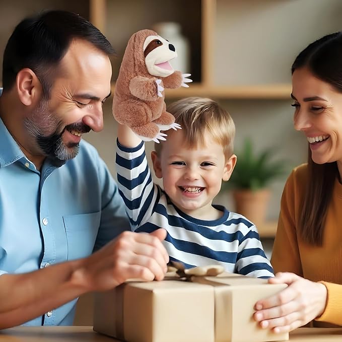 Animal Hand Puppets 11 Inch Sea Turtle Plush Dinosaur Animals Hand Puppet Toys Role-Play Toy Puppets for Kids Storytelling Imaginative Pretend Play Teaching Preschool(Sloth)